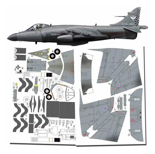Sea Harrier Fa.2 Royal Navy Escala 1.33 Papercraft