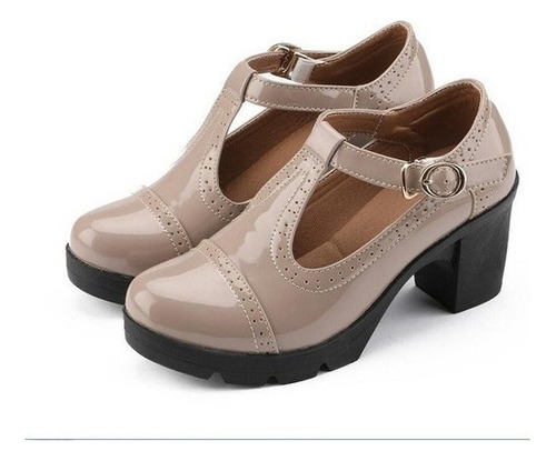 Women's Oxford Platform Wedge Mid-heel Shoes