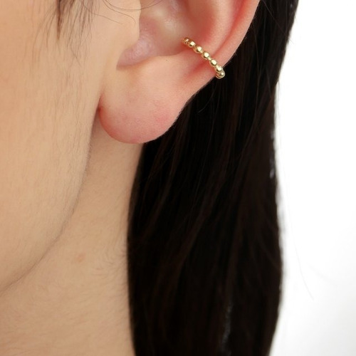 Kit 10 Piercing Argola Orelha Fake Dourado Bolinhas Atacado