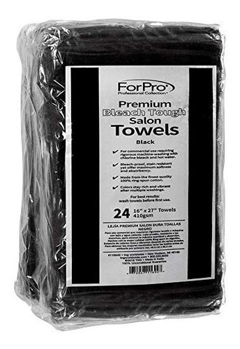 Forpro Premium Bleach Difíciles Toallas Salon, Negro, 100% A