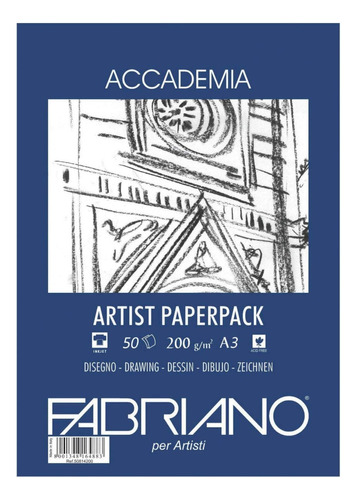 Bitacora Fabriano Academia Dibujo A3 29.7*42cm 200g- 50 H 