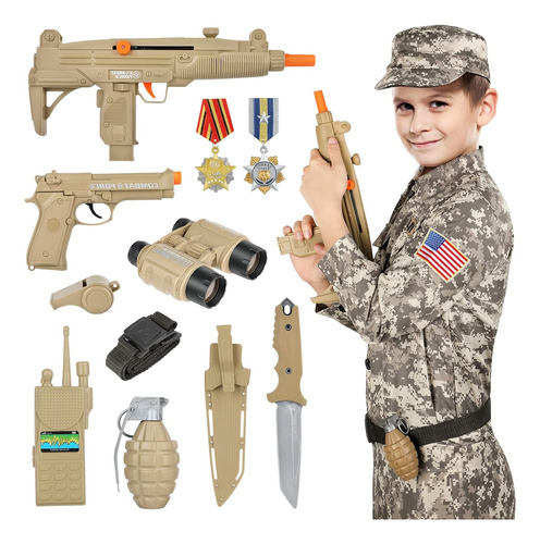 Disfraz De Militar Para Niño Talla (m) 8-10 Años-verde
