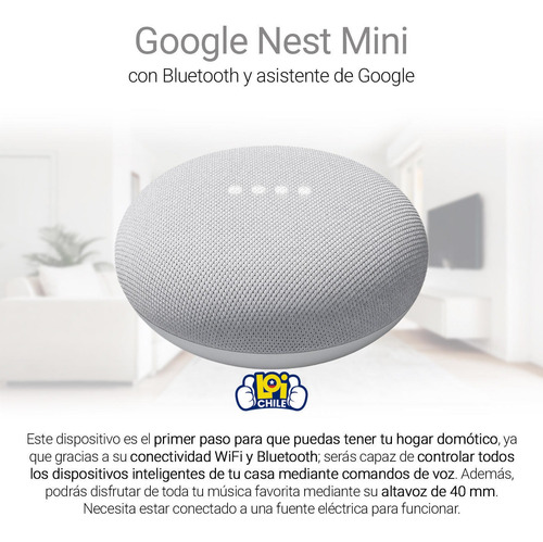 Google Nest Mini Asistente Virtual Chalk Loi Chile