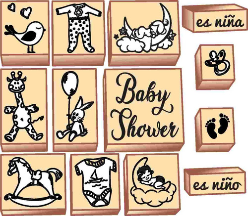 Baby Shower M-2 Set Sellos De Goma Decorativos - Scrapbook
