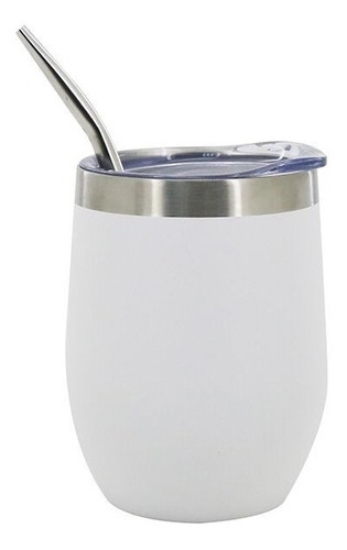 Mate Acero Inoxidabl Vaso Termico Discovery Tapa Y Bombilla Color Blanco