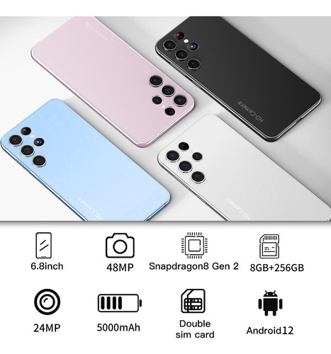 2024 Celular S23 Ultra Smartphone 6.8 Pulgadas 8gb+256gb Cellphone La Versión Global Del Teléfono Inteligente Admite Dos Tarjetas Sim