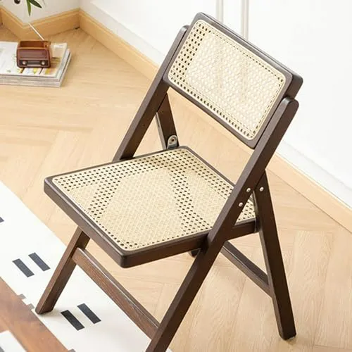 Silla De Comedor De Rattan Con Brazos Y Patas De Madera - Es