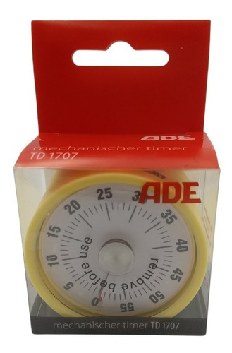 Imagen 2 de 3 de Timer De Cocina Analogo Ade Amarillo Suave