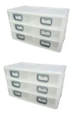 Comprar Kit 2 Gaveteiro Plástico Mini Pequeno Transparente 6 Gavetas no Mercado Livre