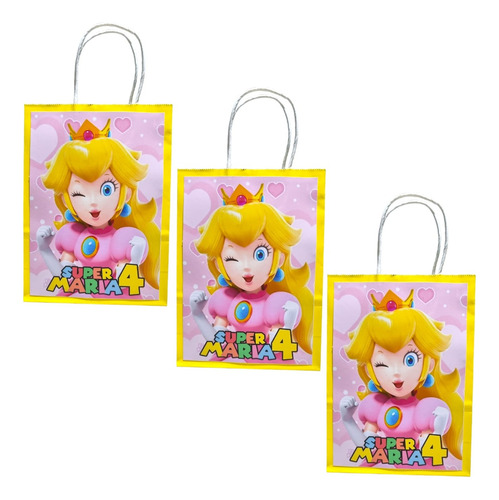 Bolsa Personalizada Cotillon Cumpleaños  X12 Peach Mario