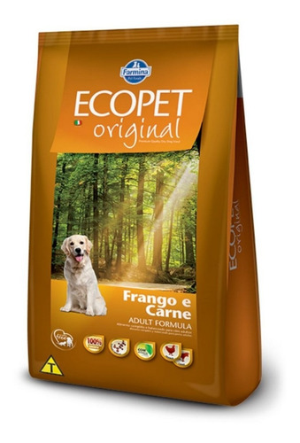 Ração Para Cães Adultos Ecopet Frango E Carne 15kg Farmina