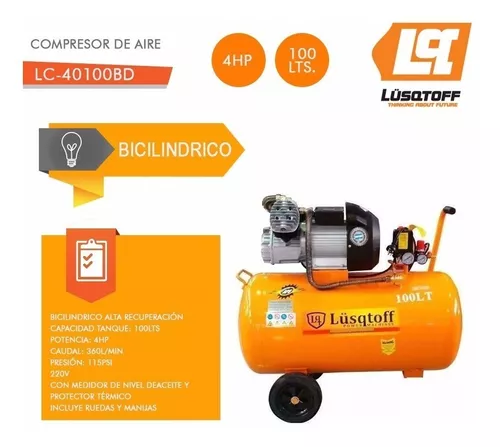 Compresor Aire 100 Litros 3 Hp 85 Kg Lusqtoff Lc-30100 220v - Surbat Digital