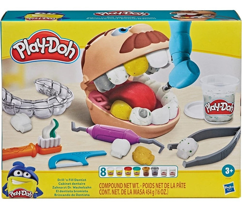 Imagen 1 de 5 de Play Doh Drill Fill Dentista Incluye 8 Envases