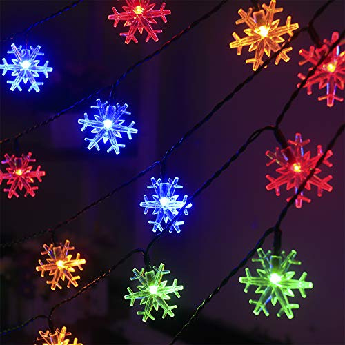 Guirnalda De Luces Solares Con Forma De Copo De Nieve Navide