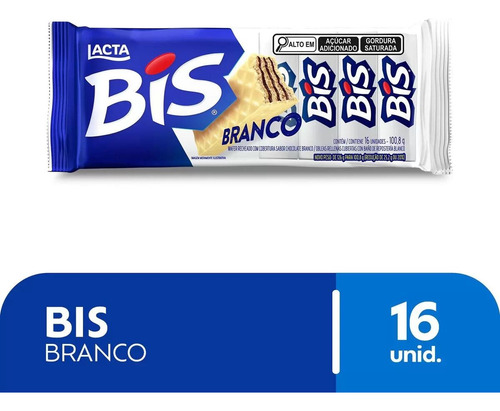 Bis Chocolate Branco Lacta Caixa Com 16 Unidades - 100,8g