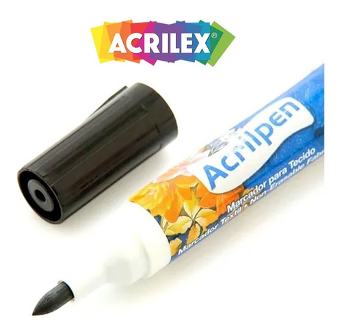 Imagem 2 de 3 de Caneta Para Tecido Acrilpen Acrilex Roupas Pano Preto
