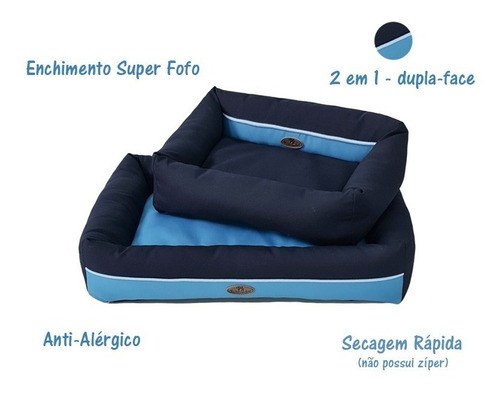 Cama Cachorro Gato Caminha Pet Dupla Face Lavável - Média Cor Azul