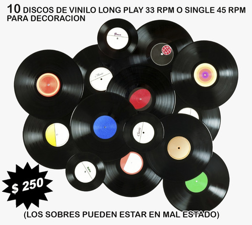 10 Discos De Vinilo Para Decoracion, Long Play O Singles