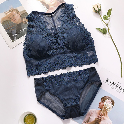 Conjunto De Bragas Con Sujetador Inalámbrico De Encaje Para