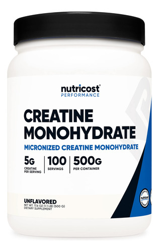 Nutricost Creatine Monohydrate Micronized Powder 500g, 5000m