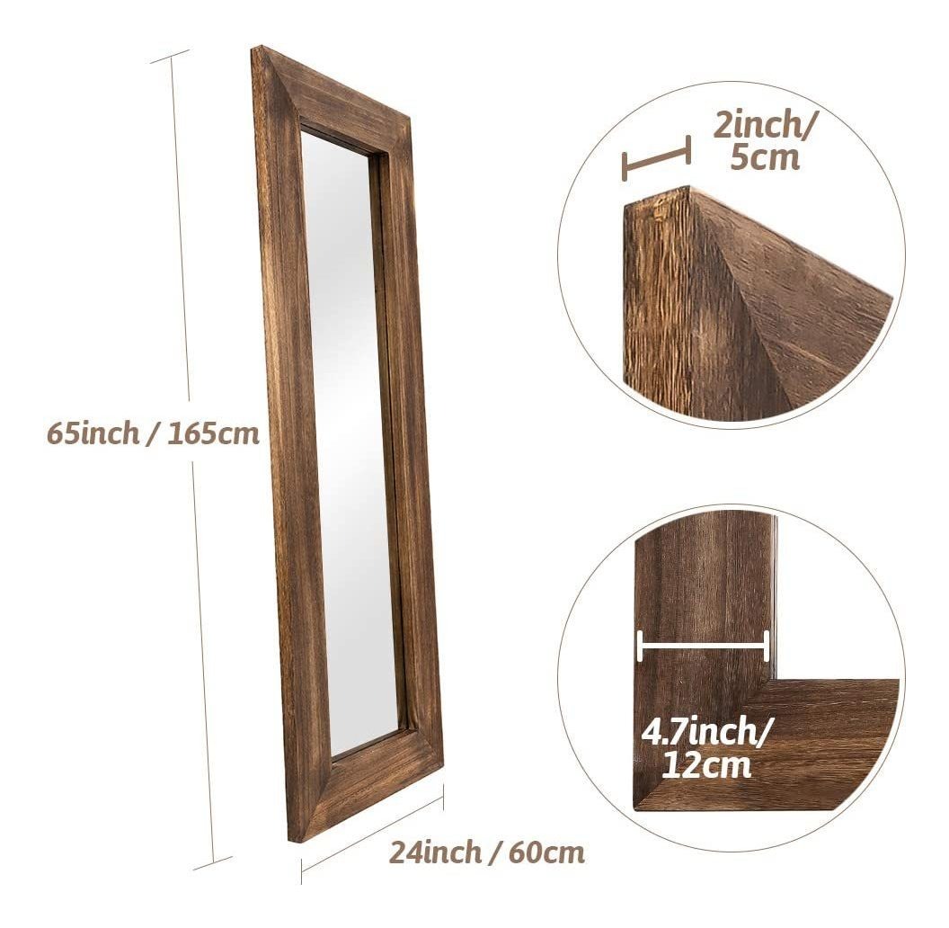 Espejo De Piso De Madera Rústica De Longitud Completa 65x... | Mercado Libre