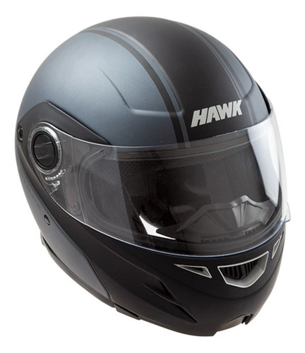 Casco Rebatible Negro Con Gris Mate Hawk Rs5 Ed Limitada