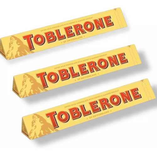 Pack 3 Chocolate Toblerone Sabor Clásico 100 Gr Suizo