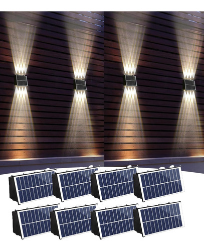 Valla De Luces Solares Con Luz Cálida, 2 Modos De Iluminació
