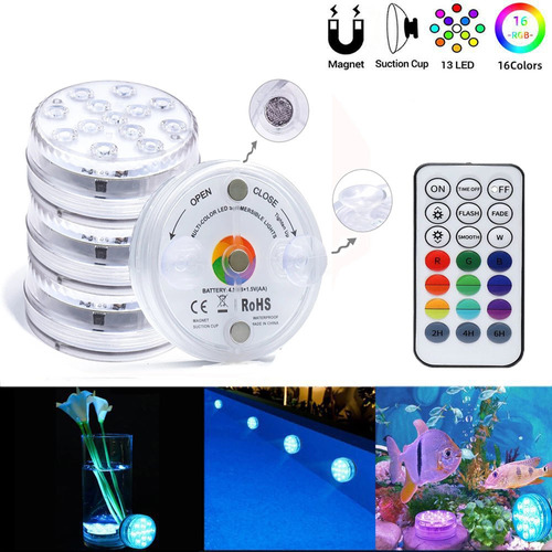 Lámpara De Piscina Sumergible Con Luz Led 4pcs 16colors Por