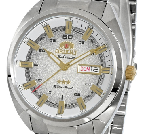 Relógio Orient Masculino Automático Prata Social Nh3ss006 Correia Prateado Bisel Prateado Fundo Prateado