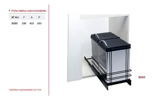 Cubo Cesto Doble Para Residuos Fark Acero Inox. 2x12lts