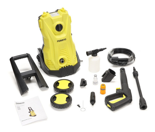 Imagen 6 de 6 de Hidrolavadora Eléctrica Femmto Hlh01 Amarilla Y Negro 5,5 L/min 120bar 220v - 1800w - 50hz - 1750psi Manguera De 5mts Pistola De Alta Presión Tecnologia Auto-stop