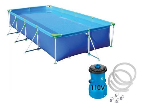 Piscina De Armação Premium Retangular 6200l + Bomba 110v