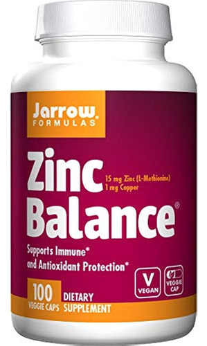 Jarrow Formulas Zinc Balance 15 Mg - 100 Cápsulas Vegetales,