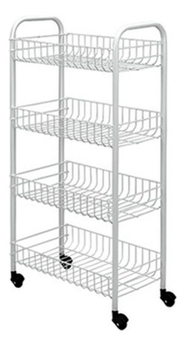 Canasto Organizador Verdulero Blanco Con Ruedas Y 4 Estantes