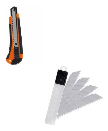 comprar Estilete Com Cabo Emborrachado + 10 Laminas De 18mm