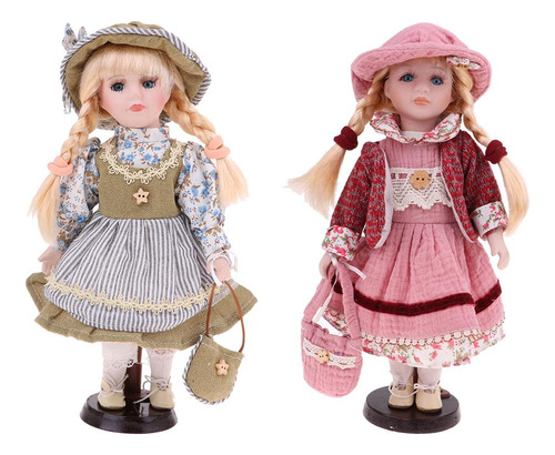 2pcs 30cm Muñeca De Victoriana Personas Con Ropa Set