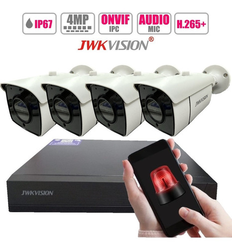 Kit De 4 Camaras Ip Bullet 4 Megapixeles Con Audio Jwk