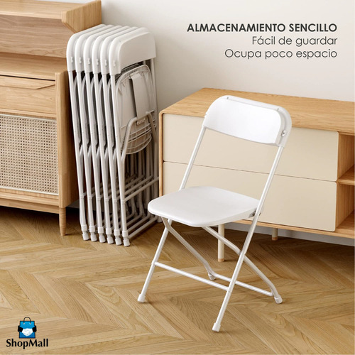 Set 5 Sillas Plegables Para Eventos Plástico Negras Color Blanco Silla