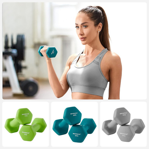 Juego De Mancuernas Hexagonales 1kg, 2kg, 3kg Para Casa Gym
