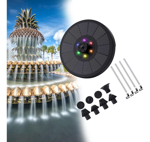 Bomba De Agua Solar De 3w, Luces Led De 7 Colores, Fuente De