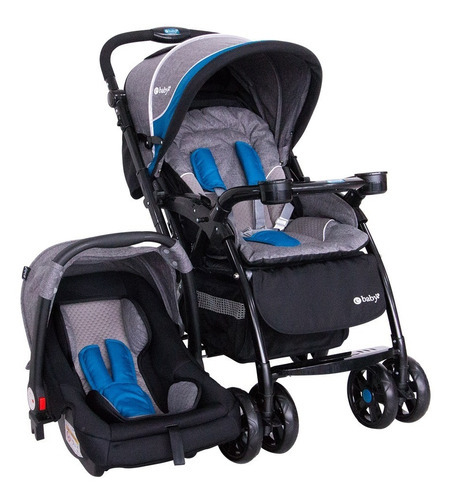 Coche Reversible Ebaby Con Porta Bebé Color Azul Color Del Chasis Negro