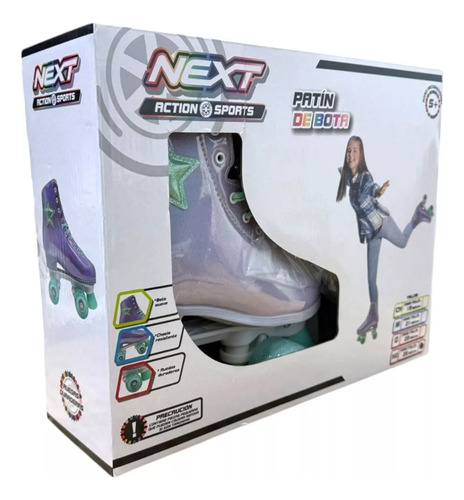 Patín De Bota Lila Con Estrella Next Action Sports 25 5 Cm Lila