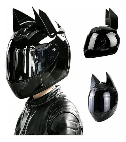 Capacete Moto Masculino Feminino Com Orelha De Morcego Brilhante — foto 1