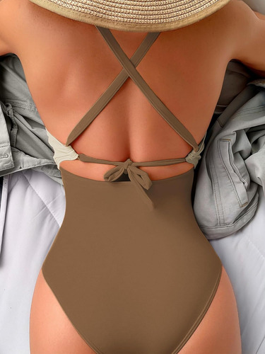 Traje De Baño De Una Sola Pieza Con Bloques De Color Para Mu