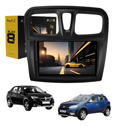 Multimídia Adak Iplay8s-9464 Logan 2013-22 Sandero 2015-19