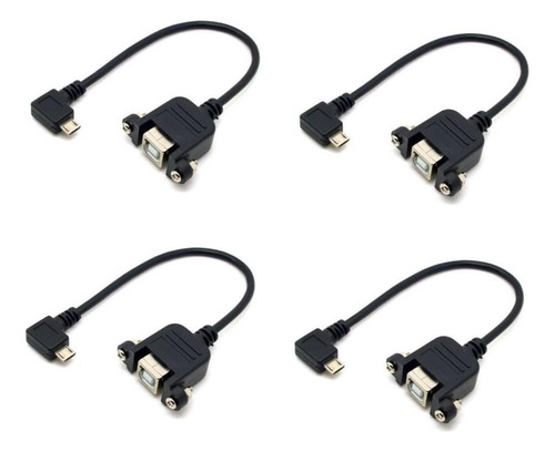 4 Cables De Montaje En Panel Micro Usb De 5 Pines 90 Grados