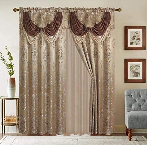 Linentopia Classical Jacquard Window Drape Set, 2 Paneles C