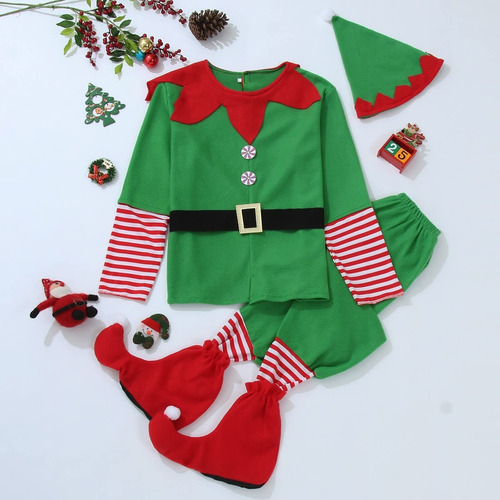 Conjunto De Disfraz De Elfo De Navidad Para Niños, Disfraz