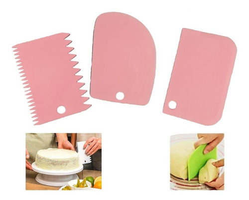 Kit 3 Espatulas Alisadoras O Raspas De Plástico Para Pastel